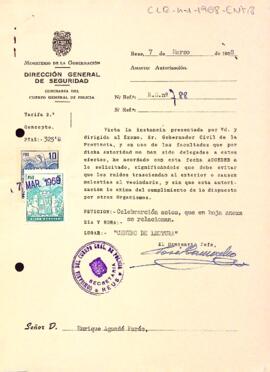 Carta de la direcció general de seguretat al president del Centre de Lectura