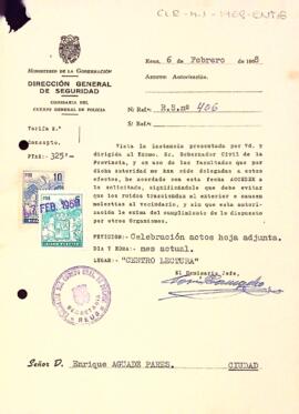 Carta de la direcció general de seguretat al president del Centre de Lectura