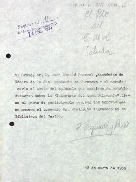 Agraïment a Joan Abelló pel donatiu d'un opuscle