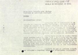Carta del president al ministre d'Educació Nacional
