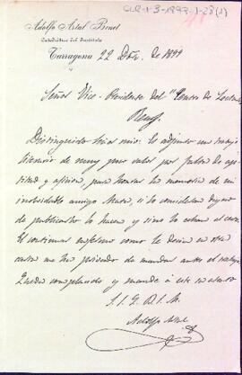 Carta i text d'homenatge d'Adolfo Artal Benet a Eugeni Mata