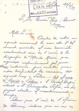 Carta d'Alfons Puig Claramunt a Enric Puig Cornet sol·licitant un canvi d'adreça
