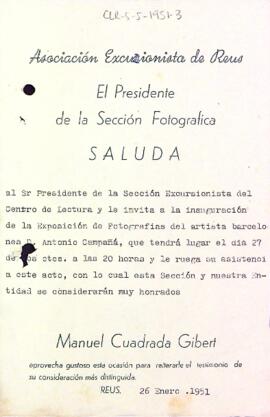 Invitació de l'Associació Excursionista de Reus
