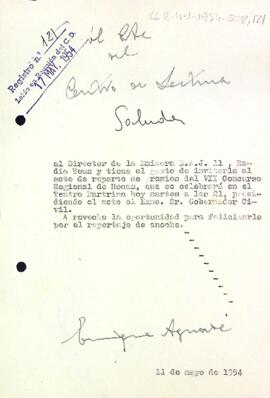 Carta d'invitació del president al director de l'emissora E.A.J. 11  de Ràdio Reus