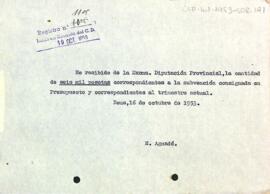 Carta del president a la Diputació Provincial de Tarragona