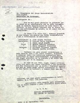 Carta de la Secció Excursionista al Grupo Excursionista Collblanch