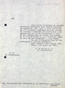 Concessió d'un premi del Centre de Lectura al Patronato de Homenajes a la Vejez