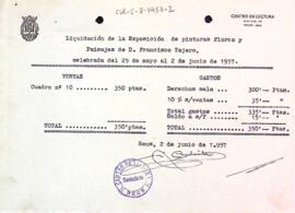 Liquidació econòmica de l'exposició de Francisco Tejero