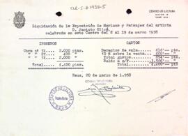 Liquidació econòmica de l'exposició de Jacint Olivé