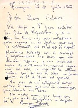 Carta d'Enrique Valverde a Pere Calderó