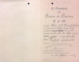 Carta del Centre de Lectura a la Gaceta de Madrid