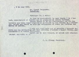 Carta de J. A. Albouy a Ignasi Brugueras