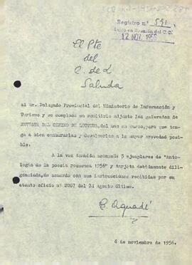 Carta del president del Centre de Lectura al delegat provincial del ministeri d'informació i turisme