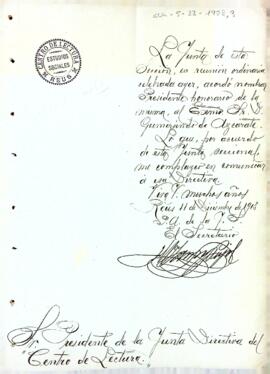Nomenament de Gumersindo de Azcárate com a president honorari