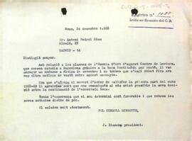 Carta de Josep Blanch a Antoni Pedrol amb relació al pagament de les beques