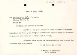 Carta de Flaviano Francesc Vilarrubí a Francisco A. Farré