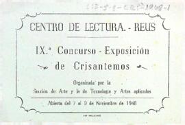 Fulletó informatiu del novè Concurs-Exposició de crisantems del 1948