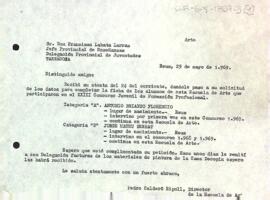 Carta de Pere Calderó al delegat provincial de joventuts