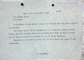 Carta del director a Magda Folch comunicant un canvi de dates de la seva exposició