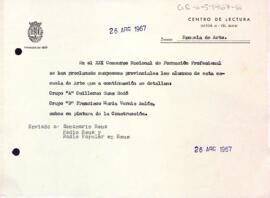 Carta comunicant els guanyadors del XXI Concurs Nacional de formació professional