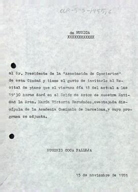 Invitació per l'Associació de Concerts de Reus
