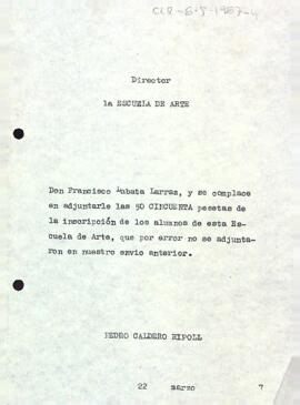 Carta del director a Francisco Labata Larraz