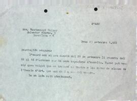 Carta a Montserrat Mainar comunicant la reserva de dates per a la seva exposició