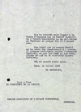 Sobre la celebració d'un festival