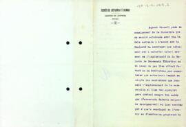 Carta de la Secció de Literatura i Idiomes sobre l'espai on es disposarà la galeria de reusencs il·lustres