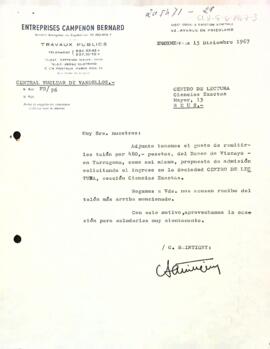 Carta d'Enterprises Campenon Bernard a la Secció de Ciències Exactes