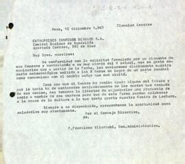 Carta de Flaviano Francisco Vilarrubí a l'empresa Enterprises Campenon Bernard
