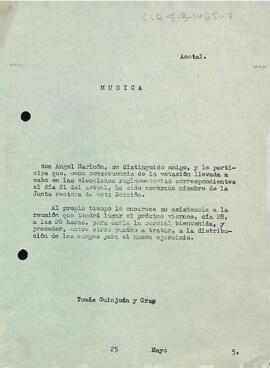 Carta de Tomás Guinjoan a Àngel Marimón