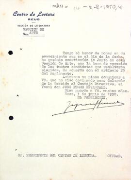 Constitució de la nova junta de la Secció d'Art