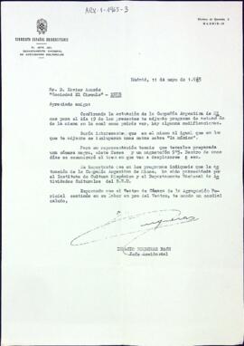 Carta confirmant l'actuació de la Compañía Argentina de Mimos