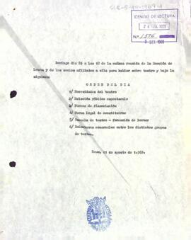 Convocatòria de la reunió de la Secció de Lletres