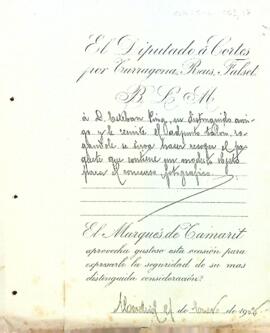 El marquès de Tamarit envia adjunt el taló per recollir el paquet enviat
