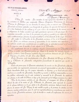 Carta de la Liga de las Sociedades Anónimas a l'Institut Pere Mata