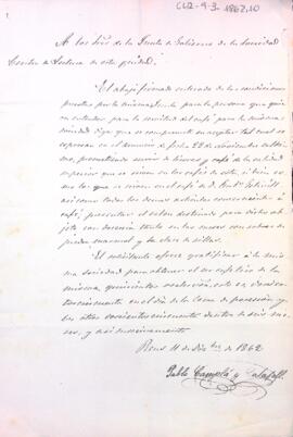 Carta de Pablo Camplá y Calafell, aspirant a ocupar la plaça de cafeter, oferint a la junta noves accions que ell duria a terme.